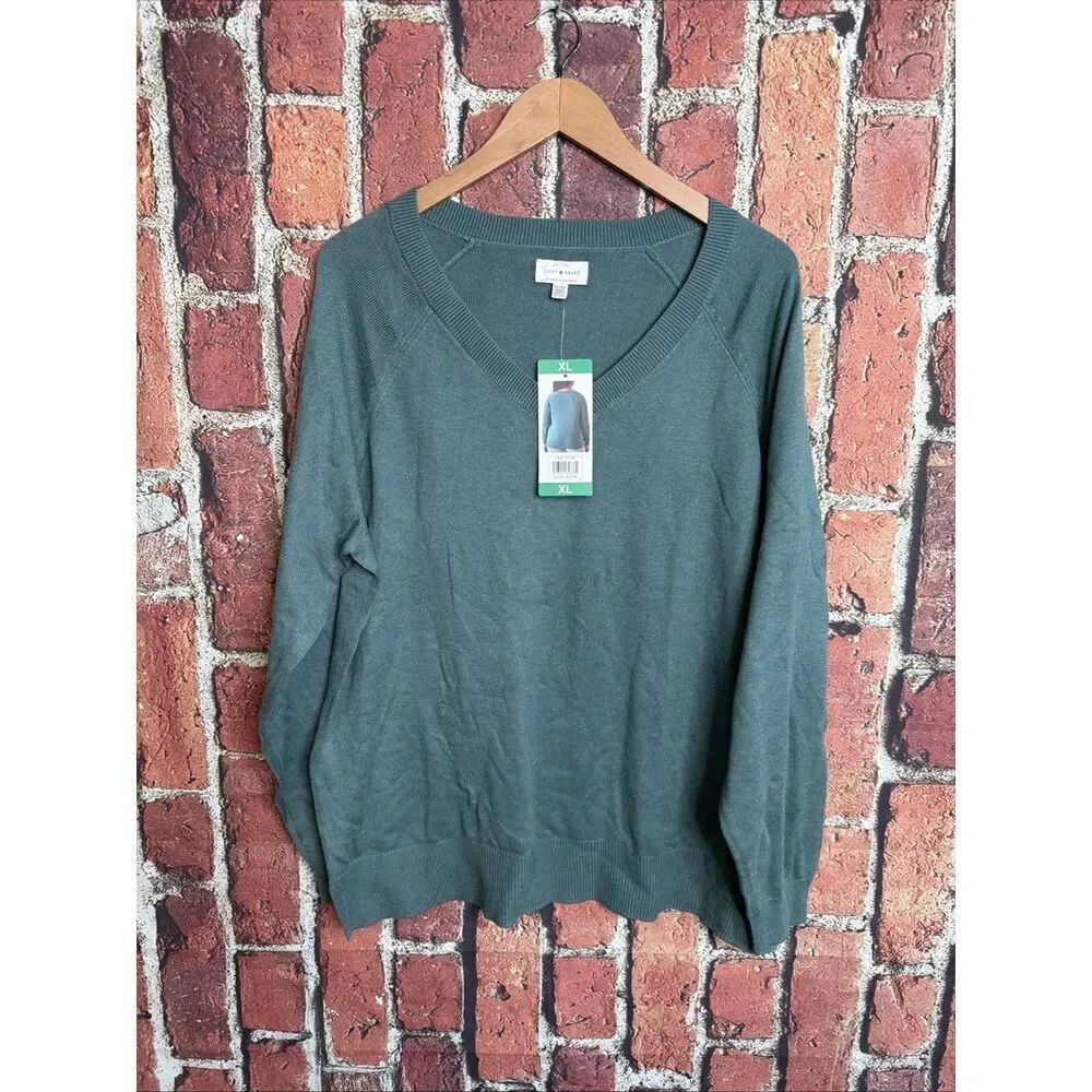 Lucky Brand Ladies' V-Neck Sweater, Color Sea Pine, Size XL NWT